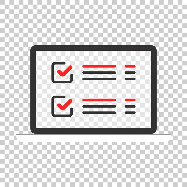 Ícono de señal de encuesta en línea en estilo transparente Ilustración vectorial de cuestionario en un fondo aislado Banner de pantalla de computadora portátil concepto de negocio