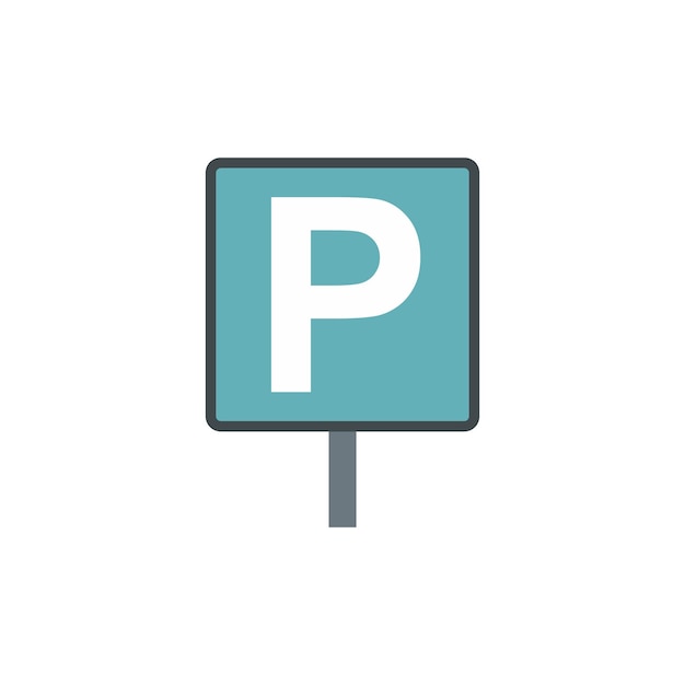 Icono de señal de estacionamiento de automóviles en estilo plano aislado sobre fondo blanco
