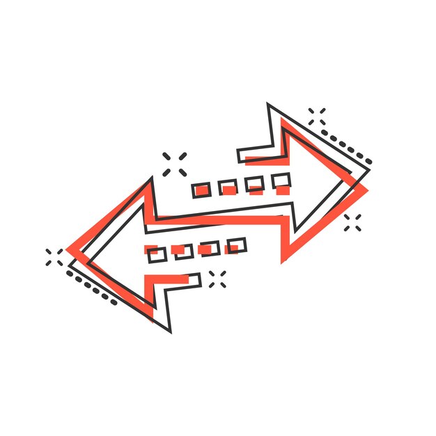 Icono de señal de flecha inversa en estilo cómico Refrescar ilustración de dibujos animados vectoriales en fondo blanco aislado Recargar concepto de negocio efecto de salpicadura