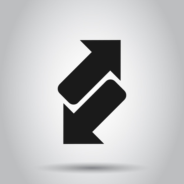 Icono de señal de flecha inversa en estilo plano Actualizar la ilustración vectorial en fondo blanco Recargar concepto de negocio