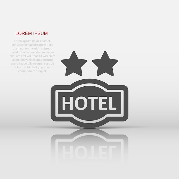 Vector Ícono de señal de hotel de 2 estrellas en estilo plano ilustración vectorial de hotel en fondo blanco aislado concepto de negocio de información de habitaciones de albergue