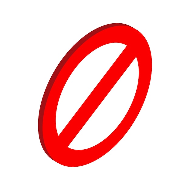 Icono de señal de prohibición en estilo isométrico 3d sobre un fondo blanco