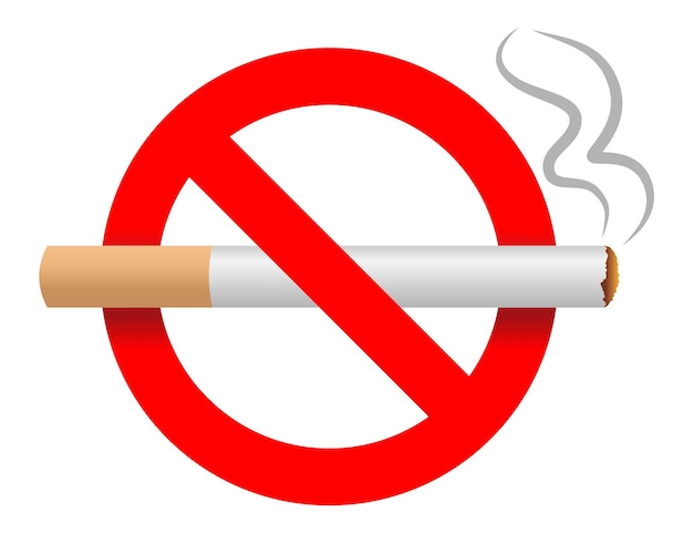 El icono de la señal de prohibición de fumar Símbolo de la prohibición del cigarrillo Vector