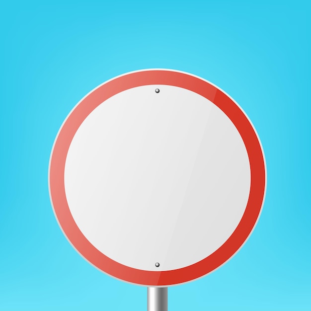 Icono de señal de prohibición red y blanca vectorial Icono de movimiento de señal de tráfico prohibido Cuadro de primer plano en un cielo azul Fondo de tráfico Plantilla de diseño de señal de carretera Visión frontal