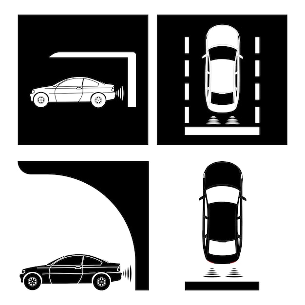 Icono de la señal del sensor de estacionamiento del automóvil