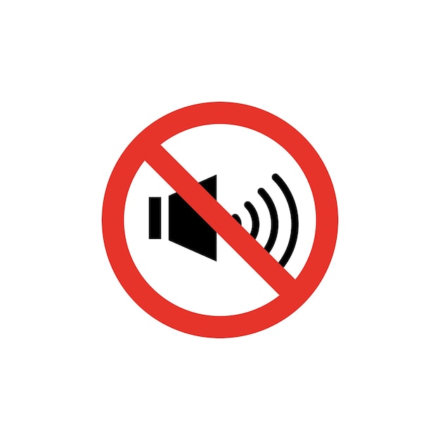 Sin icono de señal de sonido establecido Símbolo del vector de producción de ruido restringido en un estilo de relleno y delineado en negro Señal de control de sonido y aplicación de la zona silenciosa