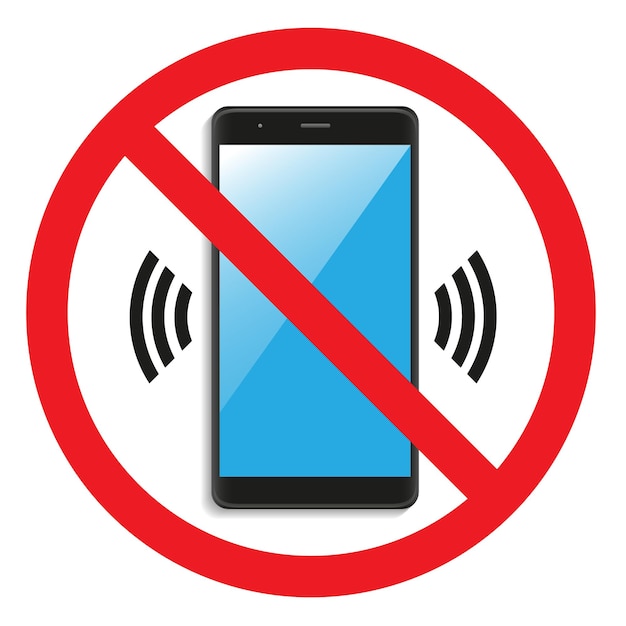 Vector icono de señal de stop de advertencia de teléfono celular. apague el teléfono con botón pulsador. ilustración vectorial