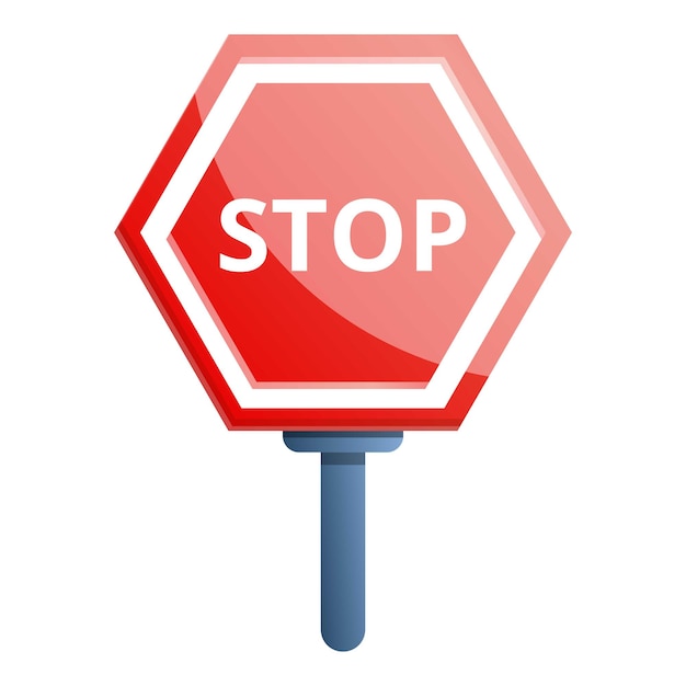 Icono de señal de tráfico de parada Caricatura de icono de vector de señal de tráfico de parada para diseño web aislado sobre fondo blanco