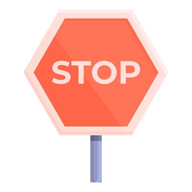 Icono de señal de tráfico de parada Caricatura de icono de vector de señal de tráfico de parada para diseño web aislado sobre fondo blanco