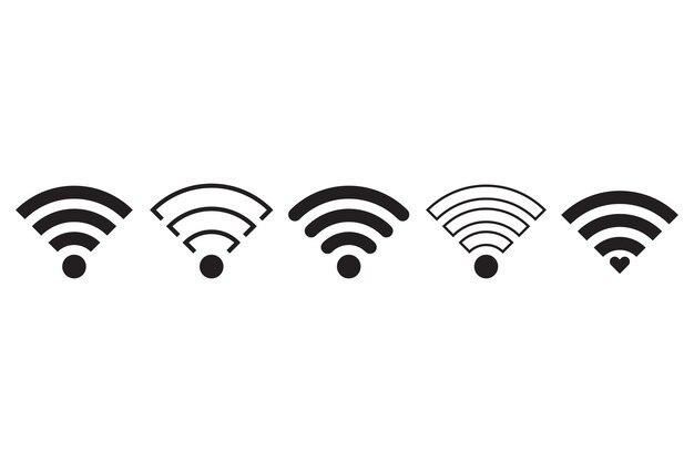 Ícono de señal Wi-Fi Símbolos de conexión minimalistas Gráfico de red inalámbrica Aislado