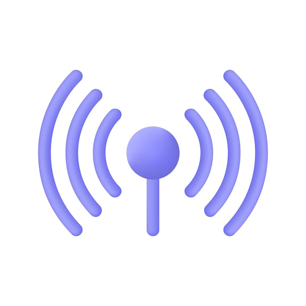 Icono de señal wifi 3D en estilo de dibujos animados el concepto de una buena conexión de red ilustración vectorial de señal aislada en fondo blanco