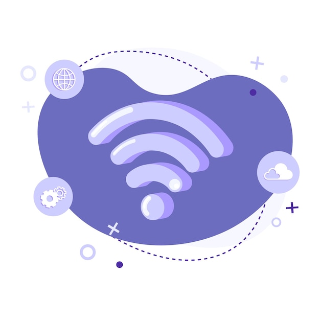 Icono de señal wifi ilustración plana sobre fondo abstracto
