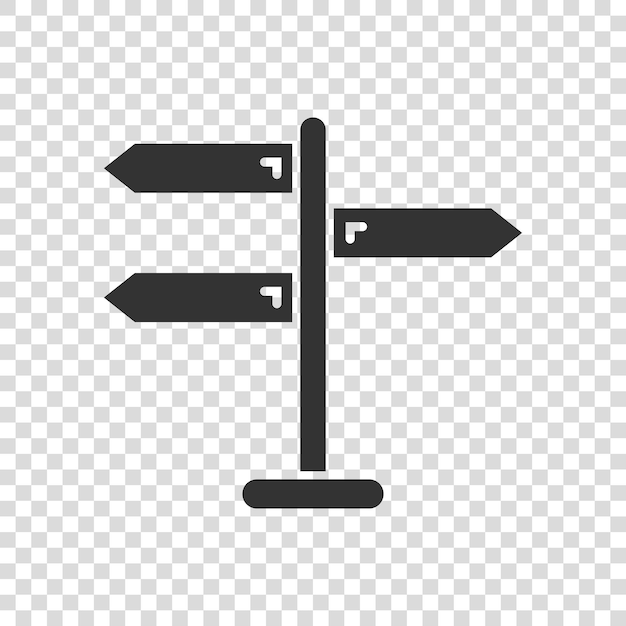 Icono de señalización de cruce de carretera en estilo plano Ilustración vectorial de dirección de carretera en fondo blanco aislado Concepto de negocio de señalización vial