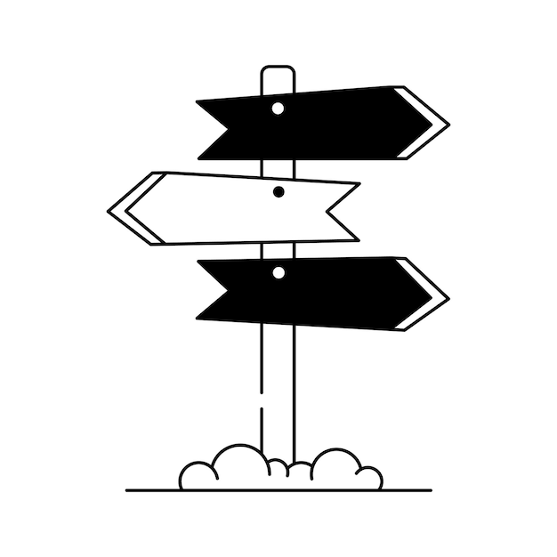 Icono de señalización direccional de navegación tablero de información de orientación de viaje