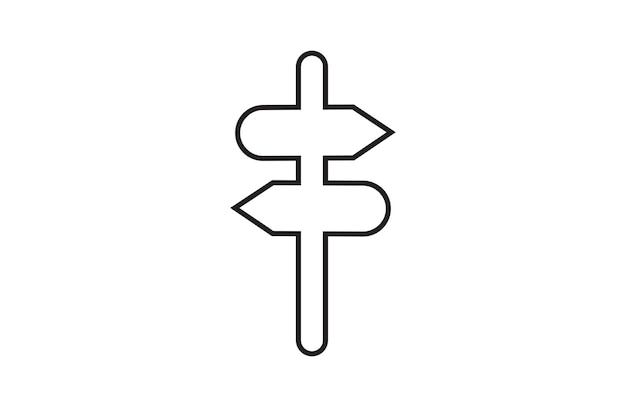 Icono de señalización Icono de línea de dirección aislado
