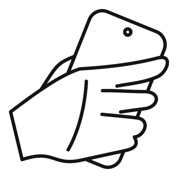 Icono sencillo de teléfono inteligente en la mano