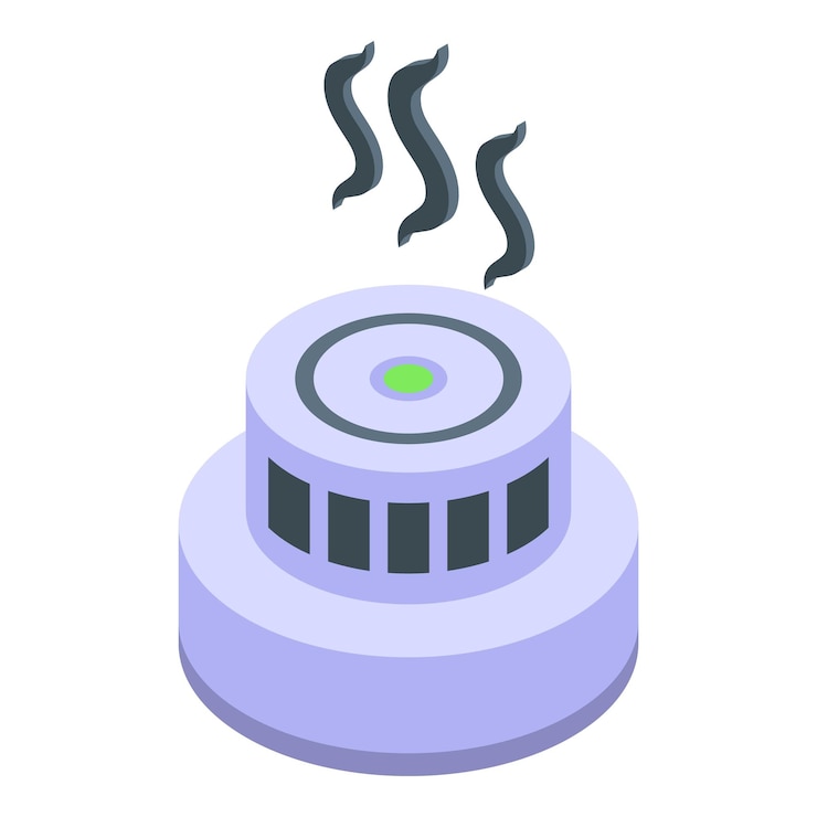 Vector icono del sensor de humo vector isométrico alarma de incendio hogar de seguridad