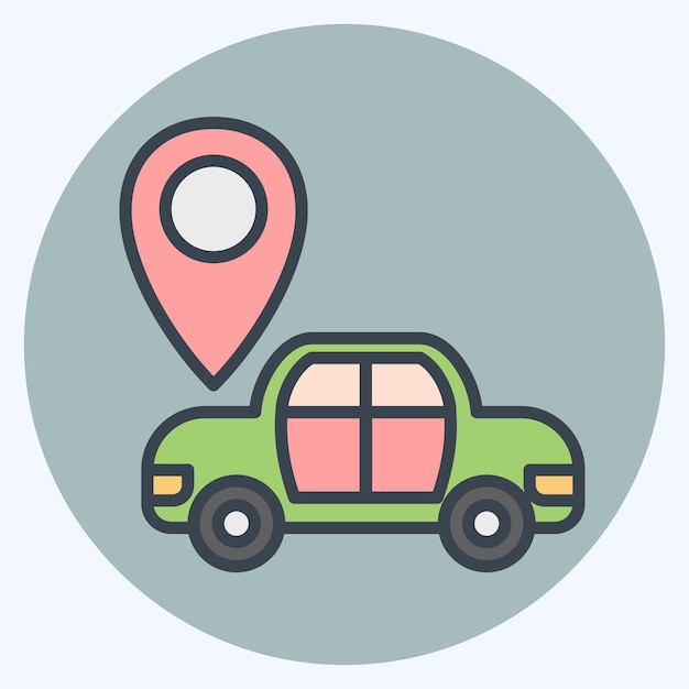 Icono Sensor de mapa relacionado con el símbolo de mantenimiento del automóvil estilo de par de color ilustración simple