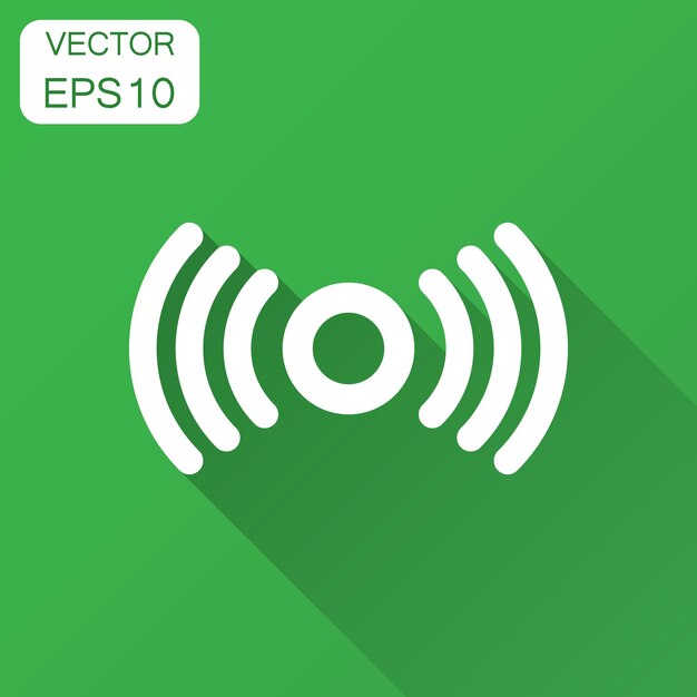 Icono del sensor de movimiento en estilo plano Ilustración vectorial de ondas del sensor con sombra larga Concepto de negocio de conexión de seguridad