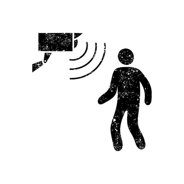 Icono de sensor de movimiento negro dibujado a mano en aspecto grunge