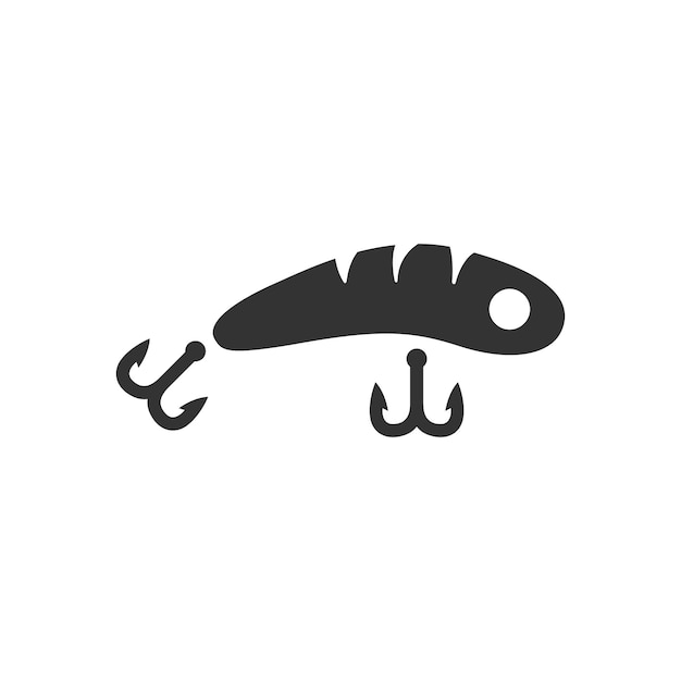 Icono de señuelos de pesca en blanco y negro