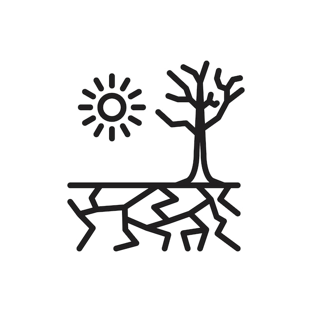 Icono de sequía Contorno delgado y sencillo
