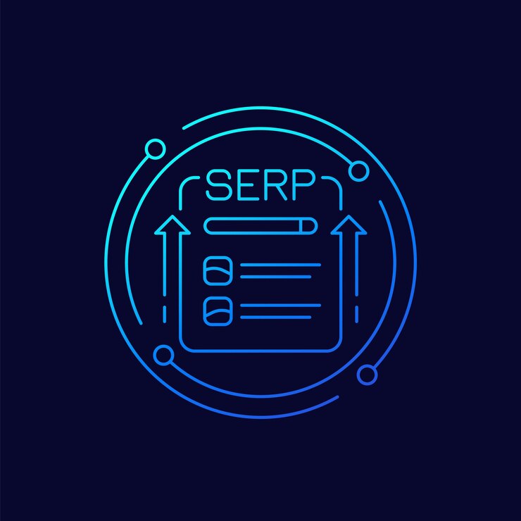 Vector icono de serp diseño lineal de la página de resultados del motor de búsqueda