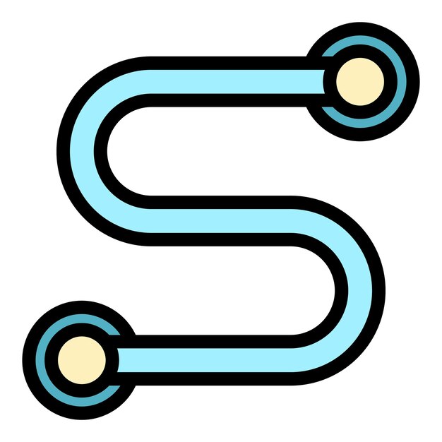 Icono de serpiente de carril calentado Contorno icono de vector de serpiente de carril calentado color plano aislado