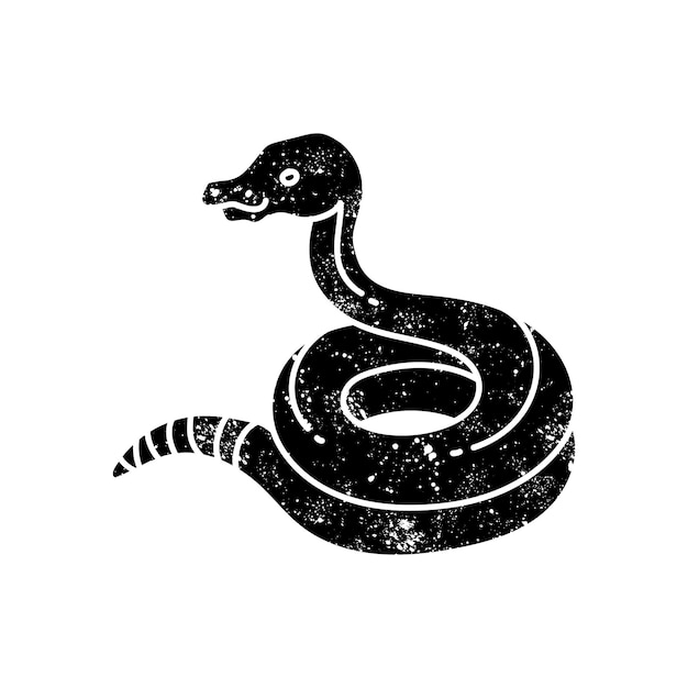 Icono de serpiente herida animal reptil mascota veterinario icono negro dibujado a mano en aspecto grunge