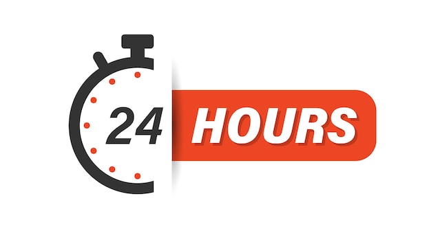 Ícono de servicio de 24 horas en estilo plano Ilustración vectorial de negocios y servicios de todo el día en un fondo aislado Concepto de negocio de señal de tiempo de servicio rápido
