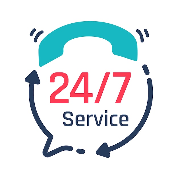 Ícono de servicio 24 horasBurbujas de voz Soporte telefónico consultando problemas de clientes