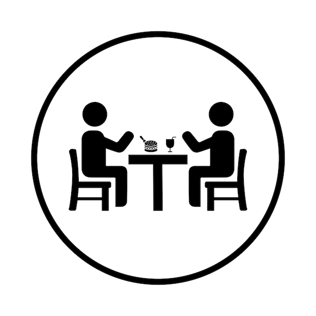 Ícono de servicio de comida de conversación Gráfico vectorial negro