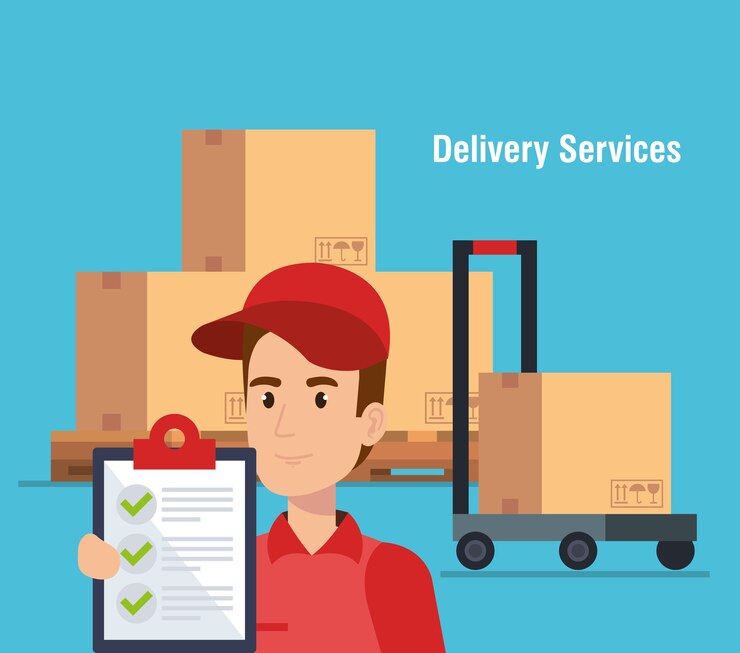 Vector icono de servicio de entrega de personaje de mensajero