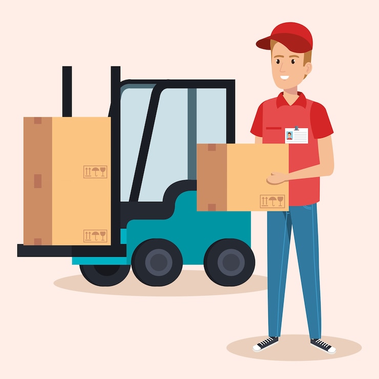 Vector icono de servicio de entrega de personaje de mensajero