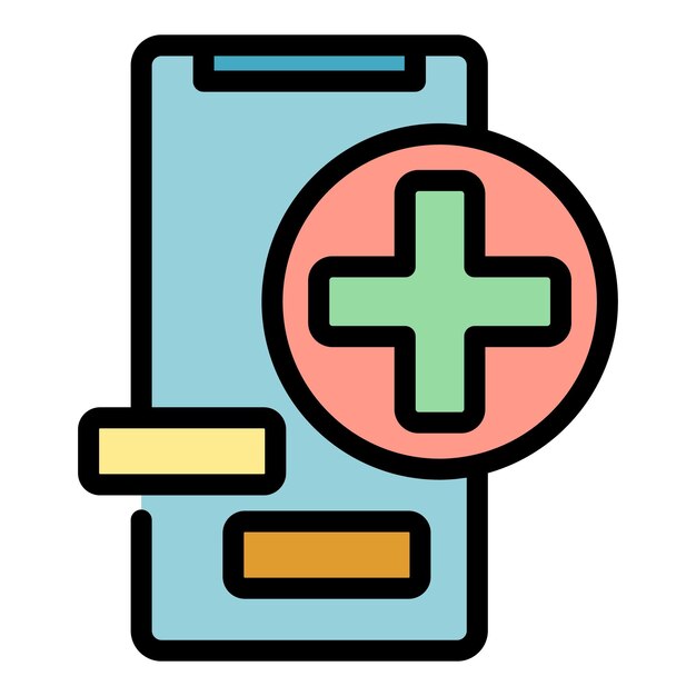 Icono del servicio de médico móvil Contorno del servicio de doctor móvil Icono vectorial de color plano aislado