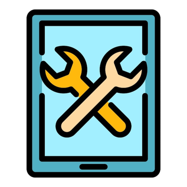 Icono de servicio de reparación de aparatos Contorno de servicio de reparo de aparatos Icono vectorial de color plano aislado