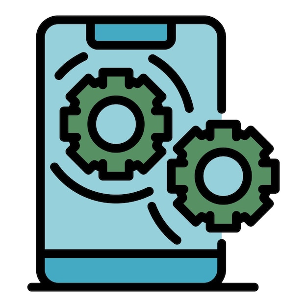 Icono del servicio de reparación de células en línea Contorno del icono de vector del servicio de reparación de células en línea color plano aislado