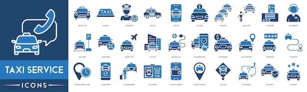Icono del servicio de taxi Tabla de taxi amarilla Conductor de coche App de taxi Clasificación de la tarifa