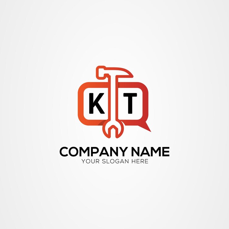 Vector icono de servicios creativos o logotipo de chat con la letra kt logotipo ilustración vectorial aislada