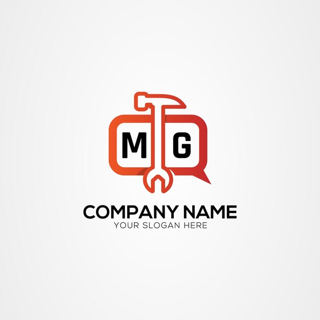 Icono de servicios creativos o logotipo de chat con la letra MG Logotipo GM Ilustración vectorial aislada
