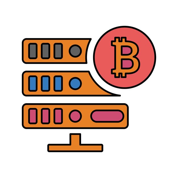 El icono del servidor de datos de Bitcoin es el vector de estilo glifo EPS.