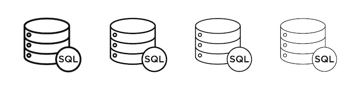 Vector icono del servidor sql conjunto de símbolos de señales de contorno