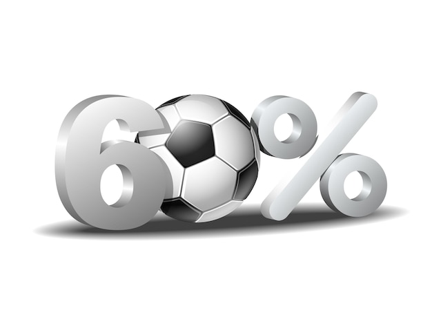 Icono de sesenta por ciento de descuento con balón de fútbol