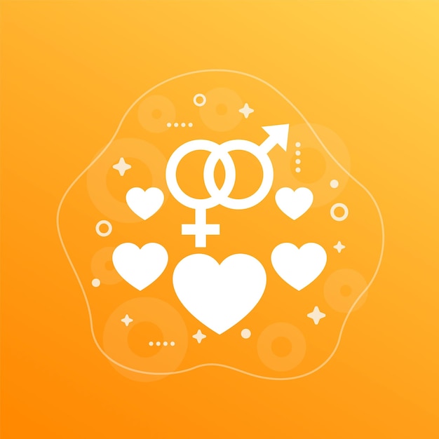 Icono de sexo y diseño de vectores de corazones