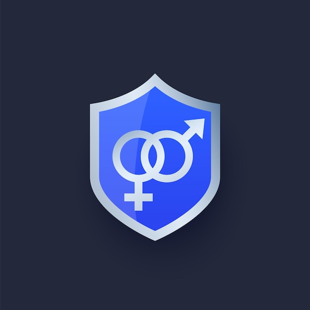 Icono de sexo seguro con un escudo