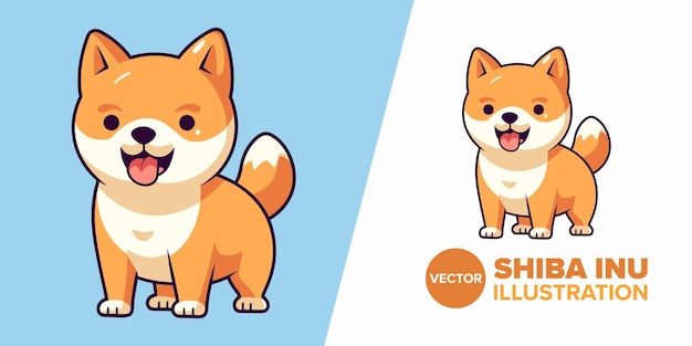 Icono Shiba Inu de estilo plano ideal para carteles, tarjetas e impresiones decorativas