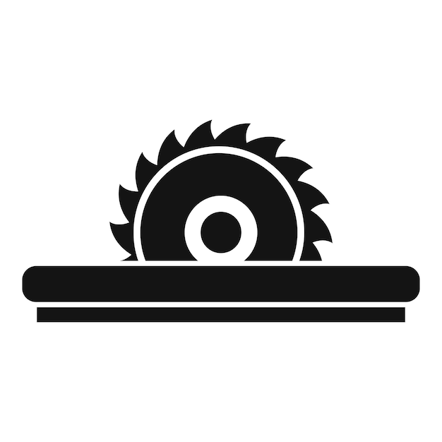 Icono de la sierra circular cortando a través de la tabla de madera