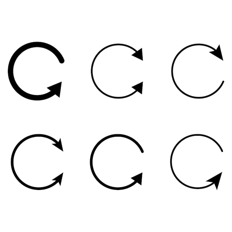 Vector icono de signo de ángulo de 360 grados símbolo matemático de geometría rotación completa elementos de diseño curvo muchas rachas elemento de logotipo circular abstracto sobre fondo blanco aislado ilustración vectorial eps 10