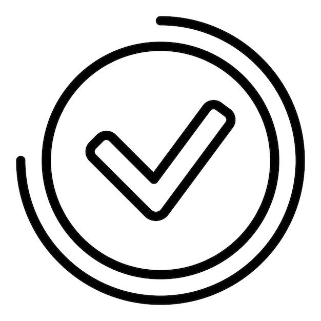 Icono de signo aprobado Icono de vector de signo aprobado de esquema para diseño web aislado sobre fondo blanco