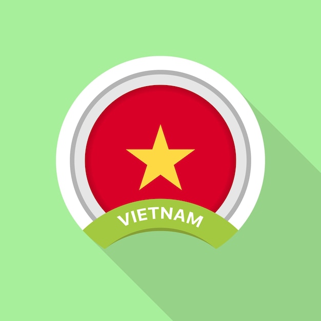 Icono de signo de bandera nacional oficial de la República Socialista de Vietnam vector plano redondo